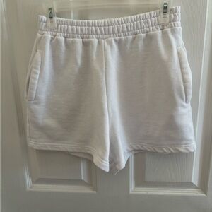 Women's White Elastic Waist Casual Shorts